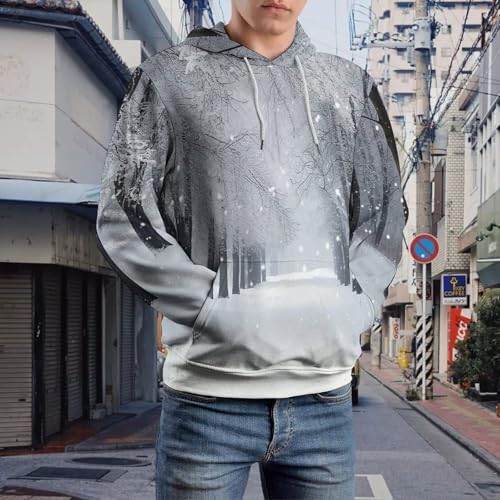 Pull décontracté homme forêt d'hiver pour un confort surdimensionné unique - 2