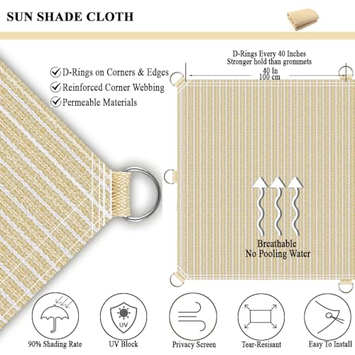Vocray Sun Shade Cloth 10x20 FT, UV Block Outdoor Patio Shade Cover, Permeable and Tear Fade Resistant Rectangle Sunshade Fabric for Backyard, Porch, Pergola, Yard, Deck, Garden, Sand by Vocray - Used condition - Image 2