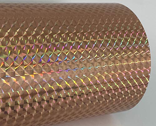 Roll of Prism Sign Vinyl, Holographic 1/4'' Mosaic, Self-Adhesive (24 inch x 10 ft, Copper)