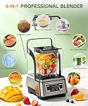 1800W Commercial Blender, 84oz Professional Self-Clean Smoothie Maker | Quiet Shield & Timing Control Blender for Ice Crushing Shakes Frozen Drinks