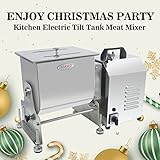 Hakka 30lb/15L Electric Meat Mixer, Stainless Steel 20L Capacity Fixed Tank Commercial Meat Mixer with Motor for Sausage Restaurant Food Processing Equipment