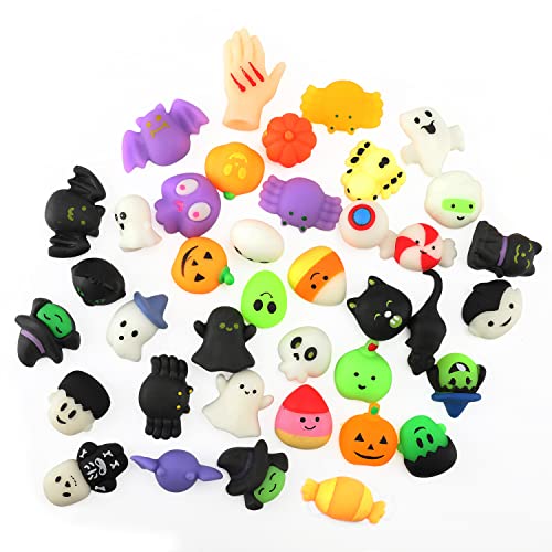 40 PCS Halloween Mochi Squishy Toys, Halloween Toys in Bulk,Ghost Spider Pumpkin Squishy Halloween Treat Gifts for Halloween Party
