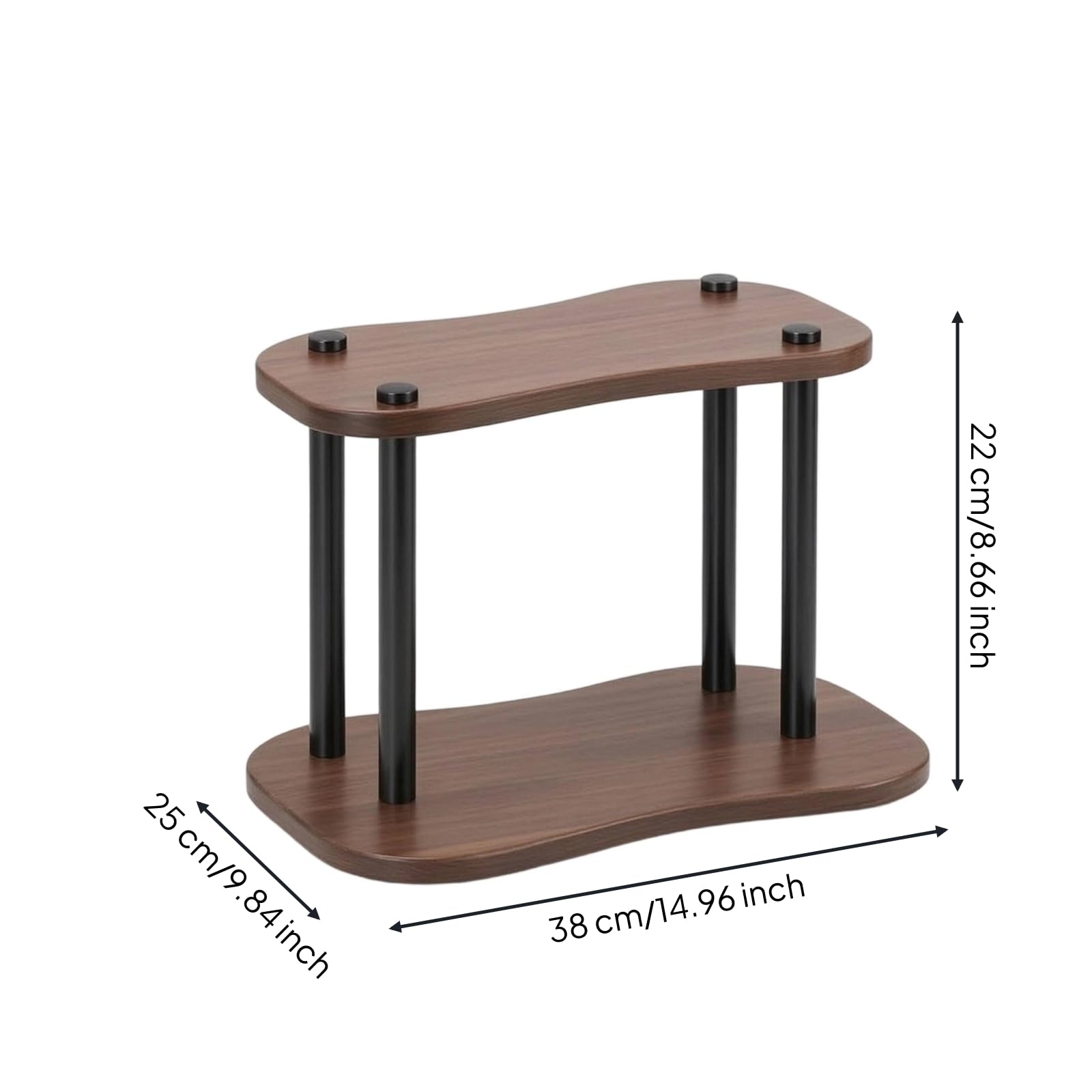F Fityle Estante de Almacenamiento Estantería Organizador Repisa Soporte con Estilo Industrial de Acero y Diseño Abierto de Encimera con Tablas Símil Madera, 雅黑（双层）, 38CM