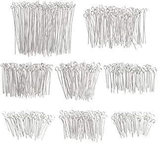 Eye Pins for Jewellery Making - 1200-Piece Jewellery Eye Pins 20-Gauge Jewellery Findings Eye Pins DIY Jewellery Making Supplies 8 Different Lengths 150 of Each 0.63-1.97 Inches 0.09 Inch Hoop