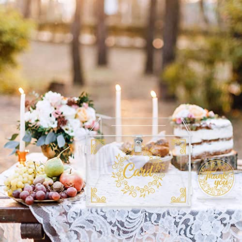 Image of Ywlake Acrylic Wedding Card Box with Lock and Slot, Money Cash Gift Box Holder, Clear Wedding Post Box Letter Envelope Boxes for Reception Anniversary Birthday Party Baby Shower (Transparent)