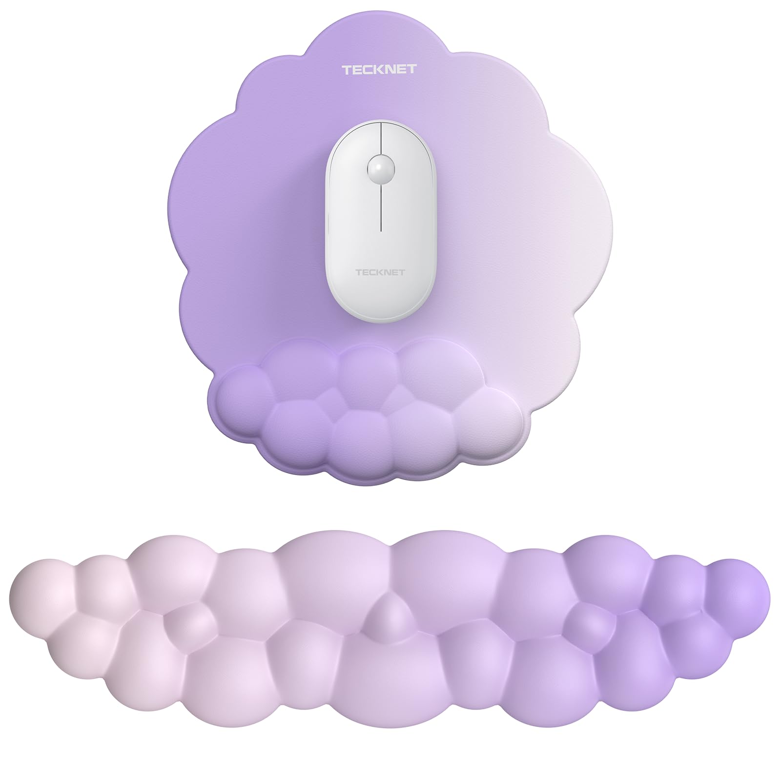 TECKNET Keyboard and Mouse Mat Wrist Support Set, Memory Foam & PU Leather, Ergonomic and Non-Slip Mouse Pad for Computer Laptop Typing,Gaming,Purple — image 1