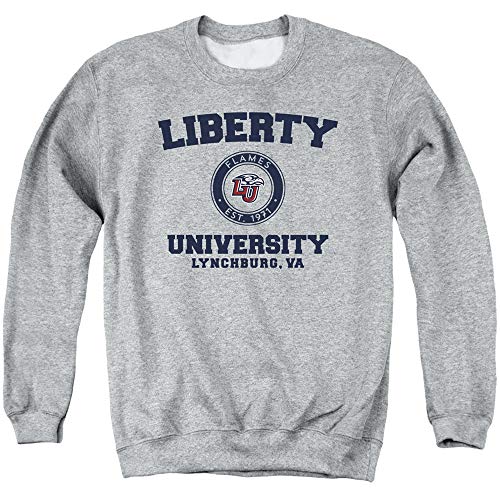 Liberty University Official Circle Logo Unisex Adult Crewneck Sweatshirt,Athletic Heather, Large