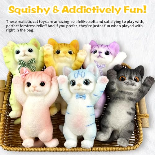 Image of Big Hand Painted Cat Squishy Toys,Large Cute Ultra Soft Kitty Squeeze Fidget Toys for Stress Relief ,Kawaii Squishies Sticky Animal Toys for Adults Kids,Decompression Sensory Balls Toys (JSH)