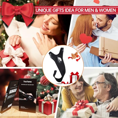 ThxToms LED Flashlight Gloves Gifts for Men,Fathers Day Dad Gifts from Daughter Son Wife,Unique Birthday Gift for Dad Father Husband, Cool Gadgets Tools for Repairing Fishing Camping, 1 Pair Black