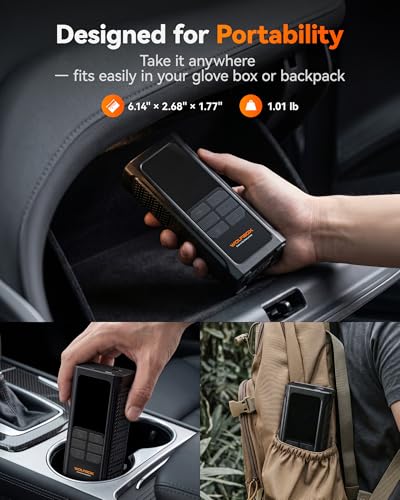 Image of WOLFBOX HyperFlow19 Portable Tyre Inflator for Car, Bike, Motorcycle & Ball, 150 PSI Cordless Air Compressor, 1-Minute Fast Inflation, Digital Pressure Gauge, Auto Shut-Off, LED Light, 2 Repair Nails