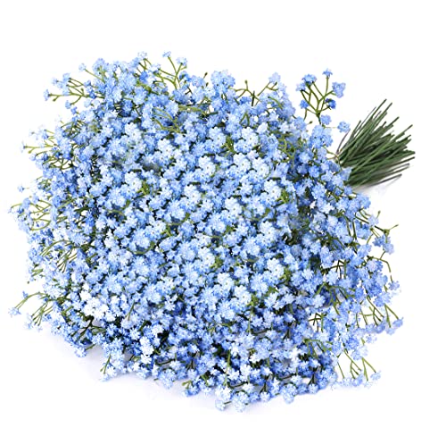 Uhky 6 mazzi di fiori artificiali di gipsofila, fiori realistici al tatto, per feste di nozze, ghirlande fai da te, composizioni floreali, decorazioni per la casa (blu)