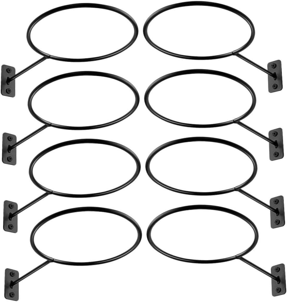 8pcs Wall-Mounted Ball Rack Holder Metal Sports Ball Display Stand Football Basketball Volleyball Rugby Black 23.5×4.5cm Garage and Home Storage Organizer