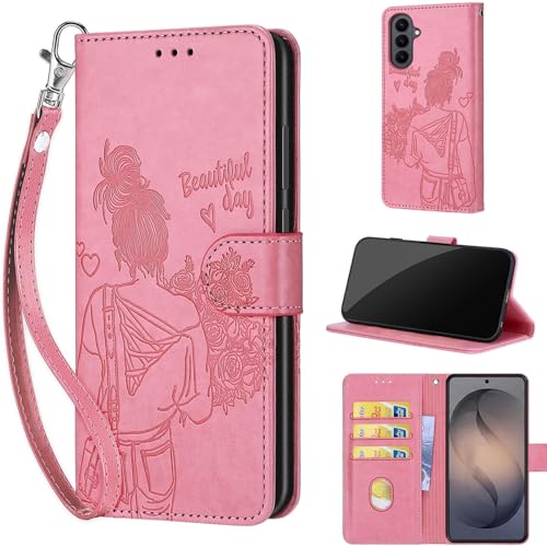 Protection Samsung S26 Plus rose étui portefeuille antichoc rabat