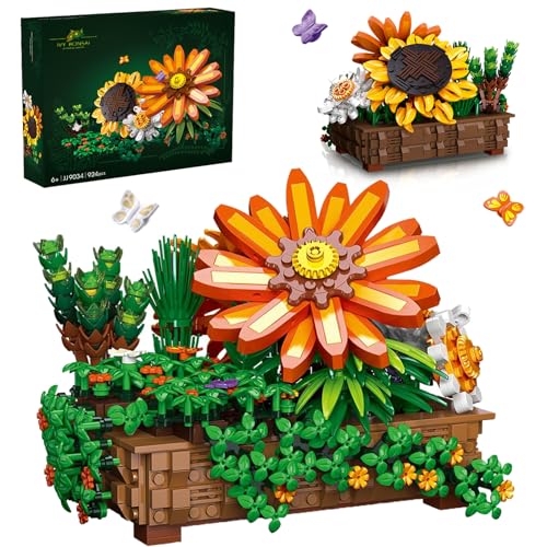 Flower Botanical Bonsai Building Set Sunflower Flower Building Toy Compatible with Lego Flowers Sets for Adults & Boys Girls 924PCS