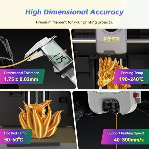 Image of FLASHFORGE Silk+ PLA Filament 1.75mm Gold, Silky Texture 3D Printing Filament, Enhanced Layer Adhesion with Stunning Surface Finish; Chrome-Like Brilliance and Silk-Smooth Perfection