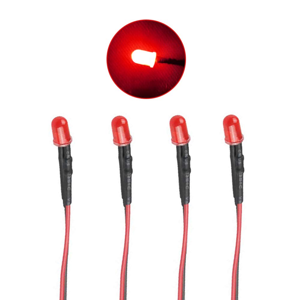 Diodos Led Blanco Rojo 50 LEDs Pre-cableados 3mm - Blanco Y Rojo