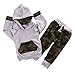 Newborn Infant Baby Boy Girls Camouflage Clothes Hooded T-shirt Tops+Pants Outfits, Camo Gray (6-12 Months)