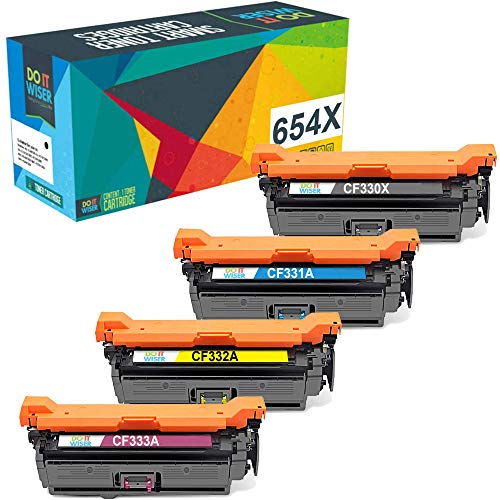 Do it Wiser Compatible Printer Toner Cartridge Replacement for HP 654X 654A CF330X CF331A CF333A CF332A for use in HP Laserjet M651 M651N M651DN M651XH (Black Cyan Magenta Yellow, 4-Pack)