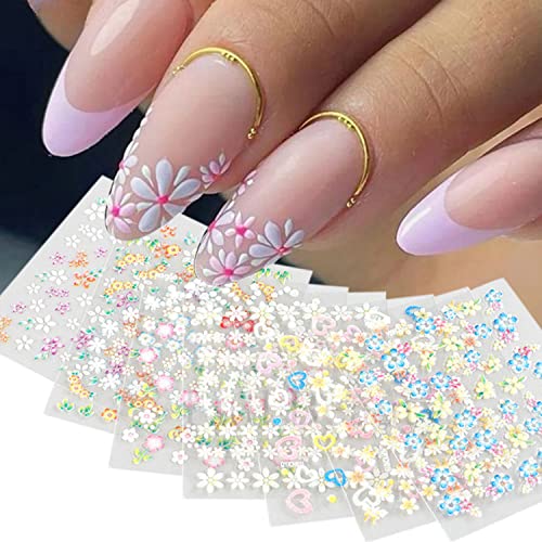30Pcs Flower Nail Art Stickers 3D Self-Adhesive Nail Art Supplies Colorful Floral Nail Design Stickers White Flower Nail Decals For Women Girls Nails Decorations Manicure Tips Charms #TOP7