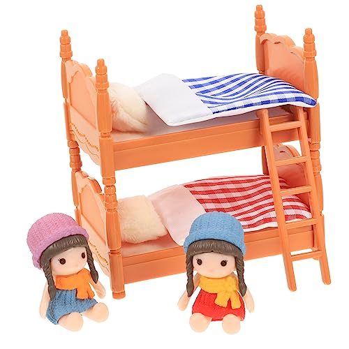 Abaodam 1 Juego litera de Juguete camastro litera en Miniatura Mini Cama litera de la casa Mini casa Cama de muñecas Mini Muebles para casa de muñecas Mini litera para casa de muñecas Tela