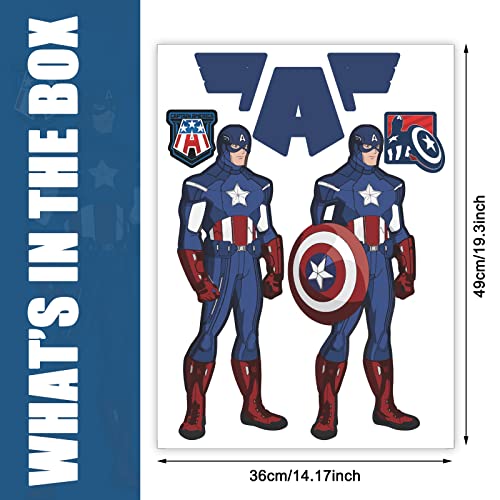 Superhero Comics Themed Room Decor Captain Wall Stickers, Removable Wall Decals Peel And Stick For America Captain Decal Kids Room Decor Bedroom Playroom Dorm Wall Art Decor #TOP1