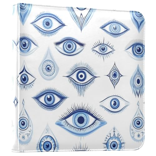 Álbum de fotos Scrapbook DIY adhesivo azul con ojos turcos, 3 anillos y 40 páginas de 8x10 para recuerdos miniatura 1
