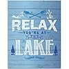 Relax Youre at The Lake Perfect for Vacation Home Cabin Lake House Decor Log Cabin Hunting Lodge or Man Cave Decor Gift Idea for Nature Lovers Wood Style Look 11×14 Unframed Art Print Poster
