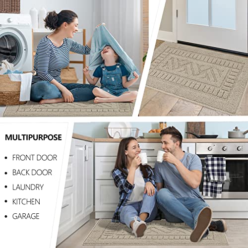 Foneyi Indoor Door Mat, Front Back Door Mat 20"X32" Non-Slip Rubber Backing Entrance Rug, Machine Washable Entry Rug, Low Profile Absorbent Dirt Trapper Doormat Inside Floor Mats For Entryway, Beige #TOP5