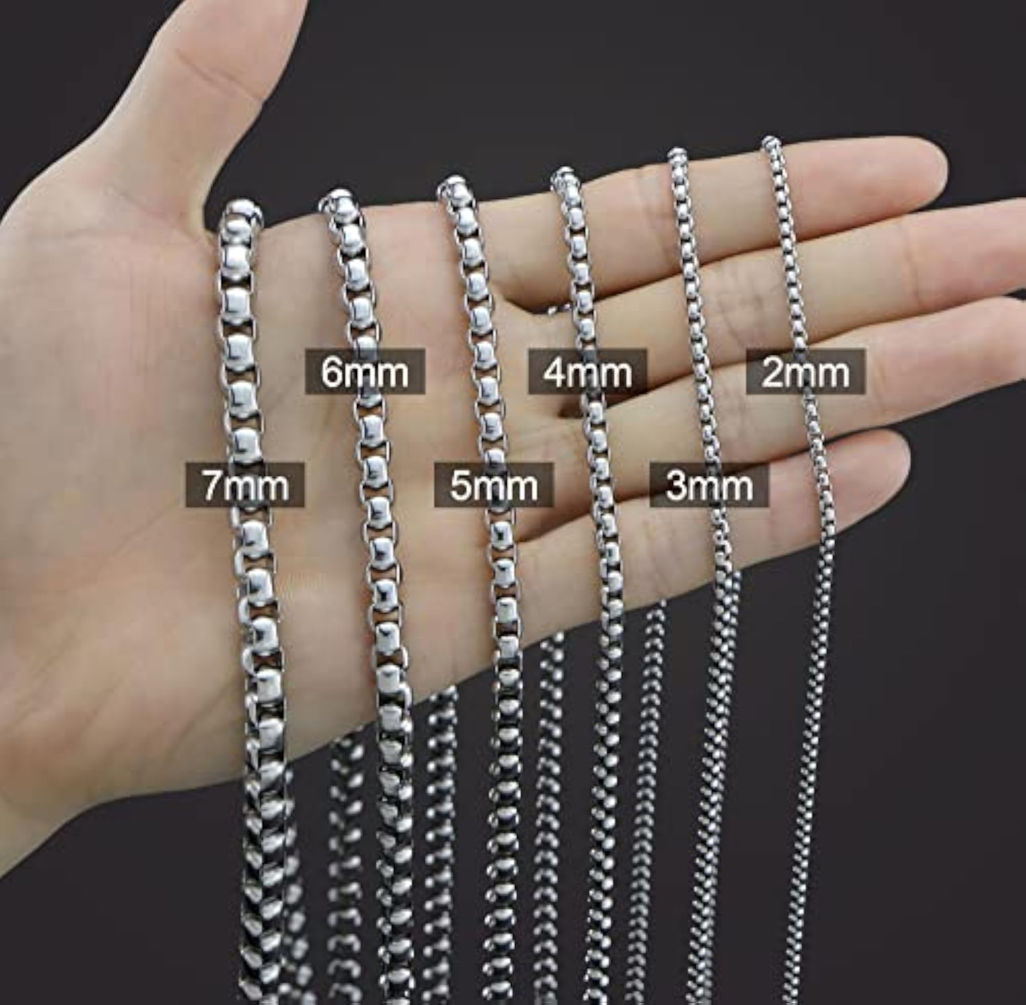 Stainless Steel Square Rolo Chain Necklace, Unisex