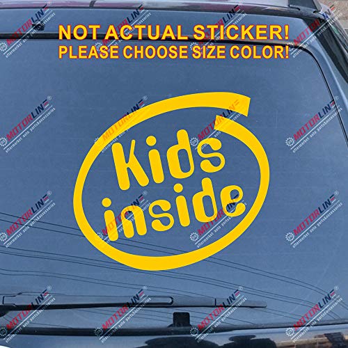 Jursey Auto Kids Inside Baby Children on Board Decal Sticker Car Vinyl Pick Size Color die Cut no Background (Yellow, 6'' (15.2cm))