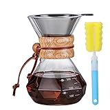 Wuciray Pour Over Kaffeebereiter Glas Kaffeekanne mit Filter Kaffee Zubereiter für Filterkaffee kaffeezubereiter (400ML)