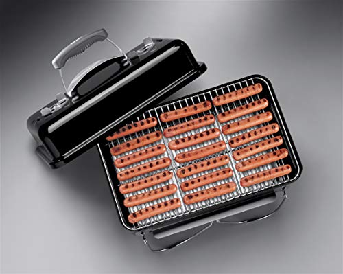 Weber Go-Anywhere Holzkohlegrill/Tragbarer Grill mit klappbaren Beinen, Kompaktes Design für Camping und Picknicks, Robuste Emaille, Präzise Temperaturregelung, 42 x 26 cm Grillfläche, Schwarz