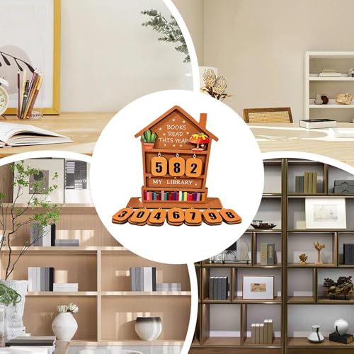 Books Read This Year Counter - Wooden Display Reading Accessories, Books Read This Year Library Decor For Bookish Bookworm Reader Teacher Student Home Office School Dorm Bookshelf Christmas – vue 5