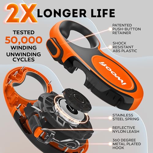 Retractable Dog Leash 16.4 ft – 360° Tangle-Free Design – Heavy Duty Reflective Leash – Soft Anti-Slip Grip Outdoor Daily for Small Medium Dogs up to 50 lbs (Orange) by IWOOFI - Image 2