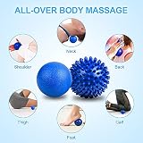 URAQT Massagebälle Faszienball, 2 Stück Faszien Kugel Fitness Massageball Hart, Igelball mit Noppen, für Füße Hände Rücken Beine (Blau)