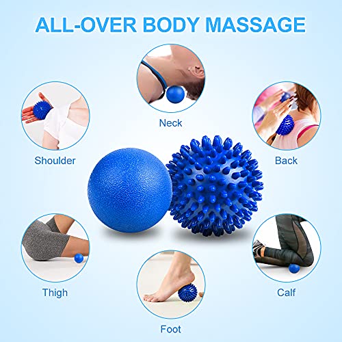 URAQT Spiky Massage Ball Set, 2 Pack Physical Therapy Massage Balls, Hard Lacrosse Ball & Spiky Massage Ball for Myofascial Release and Trigger Point Deep Tissue Massage (Blue) - Thumbnail 6