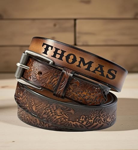 Personalized Name Western Eagle Leather Belt for Men Handmade Religous Full Grain Cowboy Leather Belt 1.5” Wide4