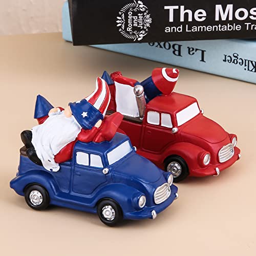 Hodao Christmas Truck Gnomes Figurines Home Decorations Patriotic Gnomes (Red And Blue) #TOP3