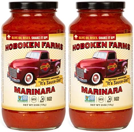 Hoboken Farms Marinara Gourmet Pasta Sauce - Keto Certified, No Sugar Added, Non GMO Project Verified, Kosher, Vegan, Plant Based, Keto & Paleo Friendly, Whole Tomatoes and Pure Olive Oil (Original Marinara 2 Pack)