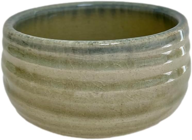 Japanese Matcha bowl 4.72 Inches Diameter Ash Glaze Green Mino Ware Pottery from Japan TRA2716