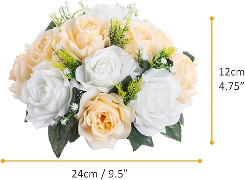 Miniatura 2 de QUTUNI 10 arreglos de bolas de flores artificiales, 15 cabezas de flores, ramo de rosas de boda con base, adecuado para fiestas, día de San