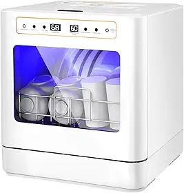 Lava Louças, Lava Louças Portatil 110V, 8 Serviços, Maquina de Lavar Louça, Máquina Portátil Com 5 Programas De Lavagem, Consumo de Água de 5 Litros, Dois Tipos de Abastecimento de Água