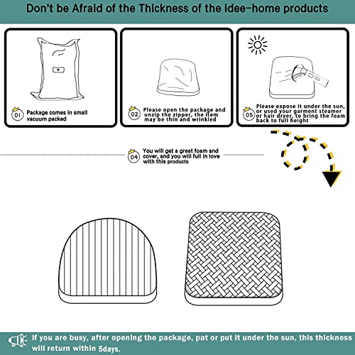 Idee-Home Kitchen Seat Cushions For Kitchen Chairs, Chair Pads Set Of 4, Thick Non-Slip Pads Memory Foam Dining Chairs Cushions With Ties 17" X 16" Pads Cushion For Kitchen Table Metal-Grey #TOP3