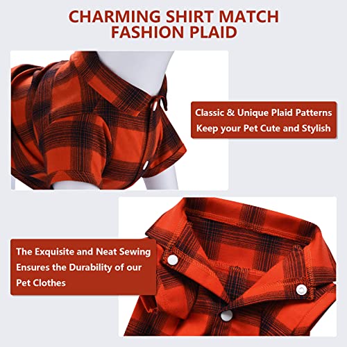 Koneseve Dog Shirt Plaid Dog Clothes for Small Dogs Boy Girl Cat Clothes Soft Puppy Outfit Adorable Pet T-Shirts Kitten Grid Costume Apparel Thanksgiving Christmas Clothing (Red#1; 2XL) by Koneseve - Used condition - Image 4