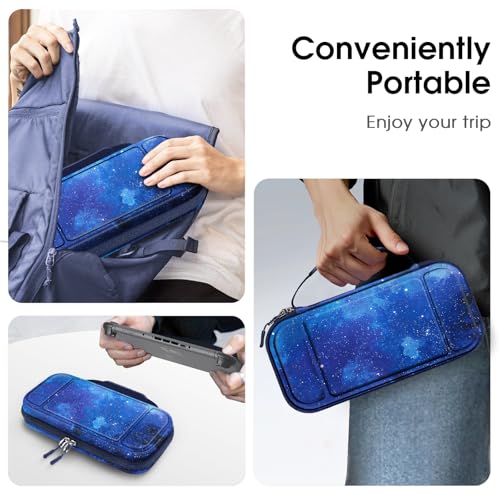 FINTIE Carrying Case for Nintendo Switch 2 (2025), Shockproof Hard Shell Switch 2 Case, Protective Cover Travel Bag with 19 Game Card & 2 Micro SD Card Slots & Inner Pocket, Starry Sky by FINTIE - Image 7