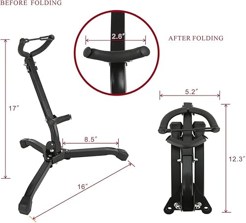 Miniatura 2 de Rhythm Soporte plegable para saxofón, soporte para saxofón altotenor, soporte ajustable para saxofón portátil