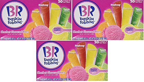 Baskin Robbins Freezer Bars, Assorted, 30 Ounce - 20 Freeze Bars (3 Pack)