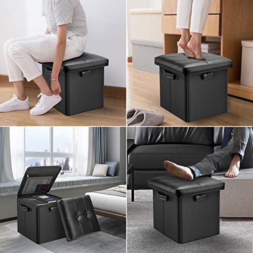 DocSafe Storage Ottoman with Lock,Fireproof Folding Ottoman Foot Rest Stool Storage Chest with Storage Safe for Important Documents,Waterproof 13 Inches Short Ottoman Foot Stool with Handles,Black by DocSafe - Used condition - Image 3