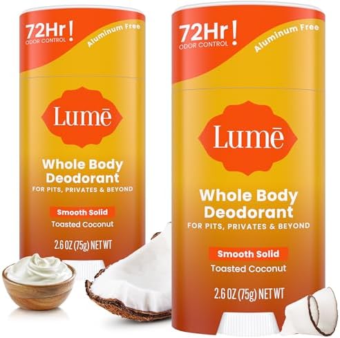 Lume Whole Body Deodorant - Solid Stick - 2.6 oz, 2 pk (Toasted Coconut)