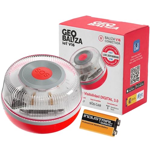 Geobaliza Baliza V16 Homologada Dgt Con Geolocalizador Luz De Emergencia Coche Certificada Dgt 3.0 12 Años Conectividad - V16 Homologada 2026- Compatible Con La App Soscar
